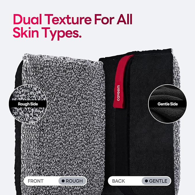 Caveem Exfoliating Body Scrubber, Large Bath and Body Scrub Buffer, Dual Texture Body Exfoliator for Remove Dead Skin, Soft and Rough Lightweight Square Sponge for Shower (2 Pack)