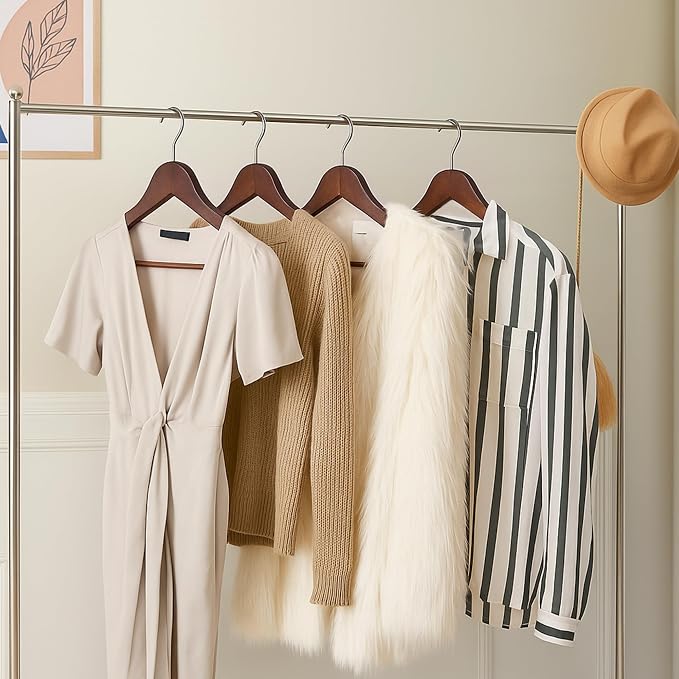 ZENY Premium Wooden Hangers 50 Pack, Coat Hangers with 360-Degree Rotatable Hook, Clothes Hangers for Suit, Shirts, Jackets, Dress, Pant (Brown)