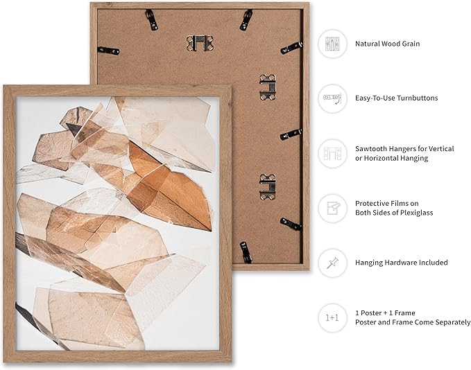Monem Art Earthy Origami Paper Photography Print - Neutral Abstract Shapes Art Poster - Wall Decor for Living Room, Bedroom or Office - 16x20 Beige Framed Wall Art by Renee Stramel