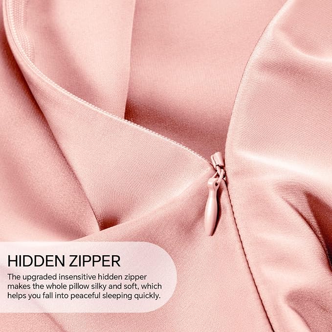 INFIIXSO Body Pillow Cover with Zipper, Luxury Mulberry Silk Body Pillow Case 20x54 Inches, Ultra Smooth and Soft Cooling Long Pillowcase, Gift for Women, Men(Rose Pink)
