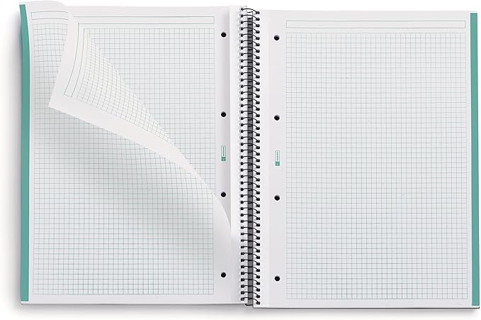 Miquelrius - Recycled notebook A4-80 Sheets 80 g - Grid 5x5 mm - 1 Color Strip - Recycled Cardboard Lid - Color Eco Mint