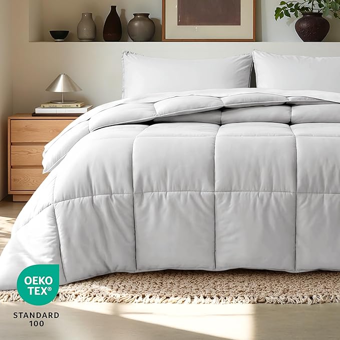 Bare Home Comforter Set - Twin/Twin Extra Long Size - Ultra-Soft - Goose Down Alternative - Premium 1800 Series - All Season Warmth (Twin/Twin XL, Cloud Grey)