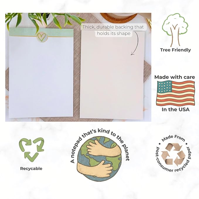 Eco Friendly Unlined Notepad (3-Pack), 5 x 7 Recycled Paper Scratch Pads for Writing, Notes & Journaling, Minimalist Aesthetic for Office or Home, Memo Pad Paper, Notebook