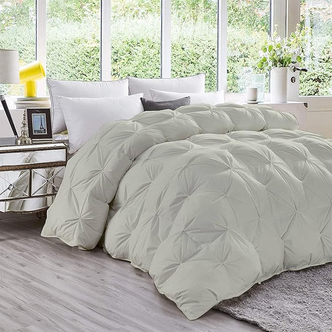 Hypoallergenic 1000-TC Pinch Pleated Down Alternative Comforter Full Size 82 x 86 Inches 1pc Comforter & 2 pcs Pillow Covers, 700 GSM & All Side Corner Tabs 100% Egyptian Cotton