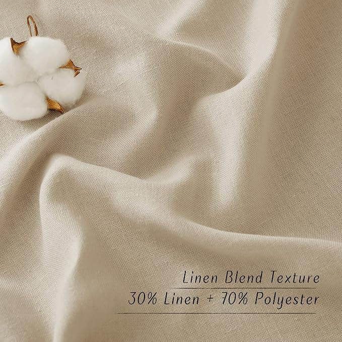 NICETOWN Thick Linen Bedroom Curtains Privacy Added, Rod Pocket & Back Tab Not See Through Linen Blend Privacy with Light Filtering Drapes for Farmhouse/Living Room, Angora, W55 x L84, 2 Panels