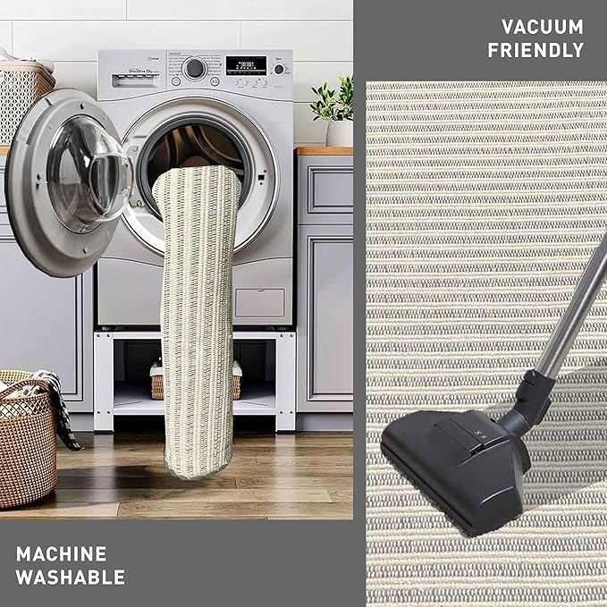 Chardin home Grey & Ivory Providence Throw Rug 2x4.25 feet |Hand Woven Farmhouse Rug | Great in Kitchens entryways doormats Bathrooms Meditation Mat | Machine Washable & Reversible CottonRug