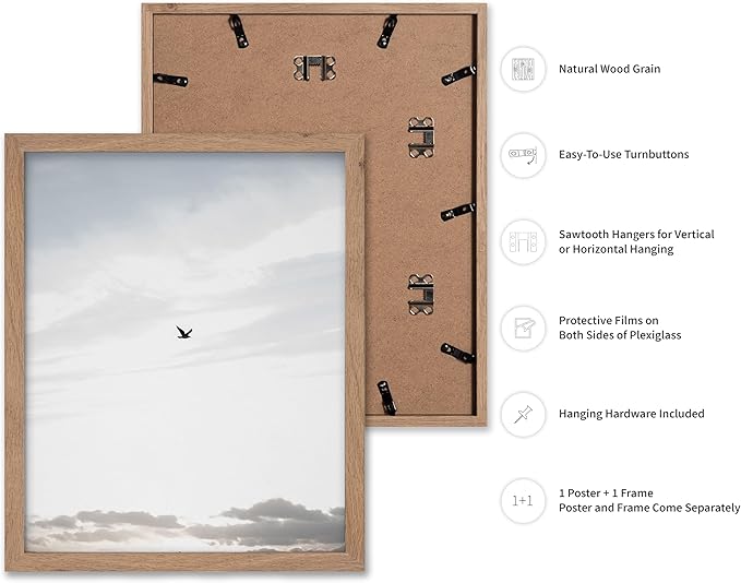 Monem Art Minimalist Bird in Sky Photography Print - Moody Nordic Landscape Art Poster - Wall Decor for Living Room, Bedroom or Office - 16x20 Beige Framed Wall Art by Mareike Bohmer