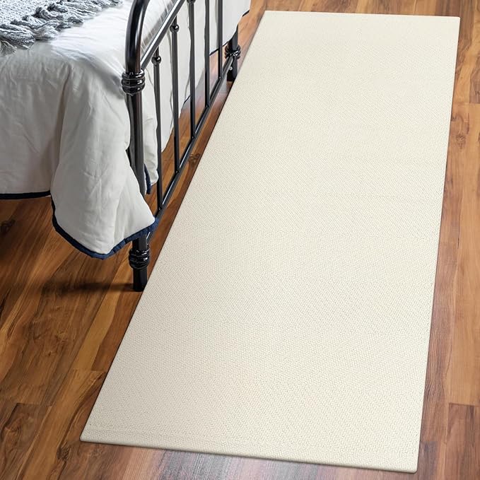 LEEVAN Washable Runner Rugs 2'x5', White Hallway Runner Rug, Hand-Woven Reversible Entryway Rug, Modern Bedroom Farmhouse Bathroom Rugs, Soft Laundry Room Carpet, Long Carpet Sink Foyer