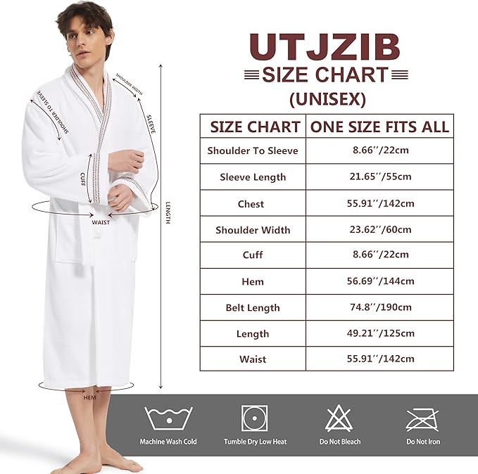 Men's Robe,Pure Cotton Robe for Men,Absorbent Bathrobe,Luxurious Terry Cloth Bathrobe with Shawl Collar