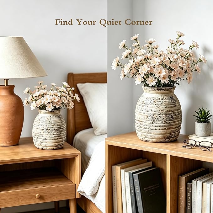 Handmade Stoneware Vase with Textured Speckled Finish - Unique Artisanal Ceramic Vase, Natural Wabi-Sabi Decor for Home, 5.7”H x 4.52”D