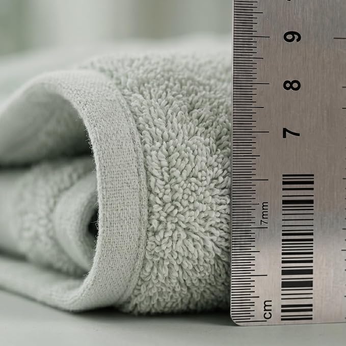 Maisonette Elegance 100% Organic Cotton Turkish Bathroom Towels Set, Ideal Quick Dry Luxury Washcloths, Hand & Large Luxury Bath Towels for Shower, (6 Pack), Green (Eucalyptus)