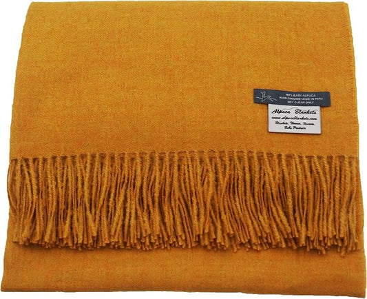 100% Baby Alpaca Throw Blanket, Our Solid Color Throw/Afghan