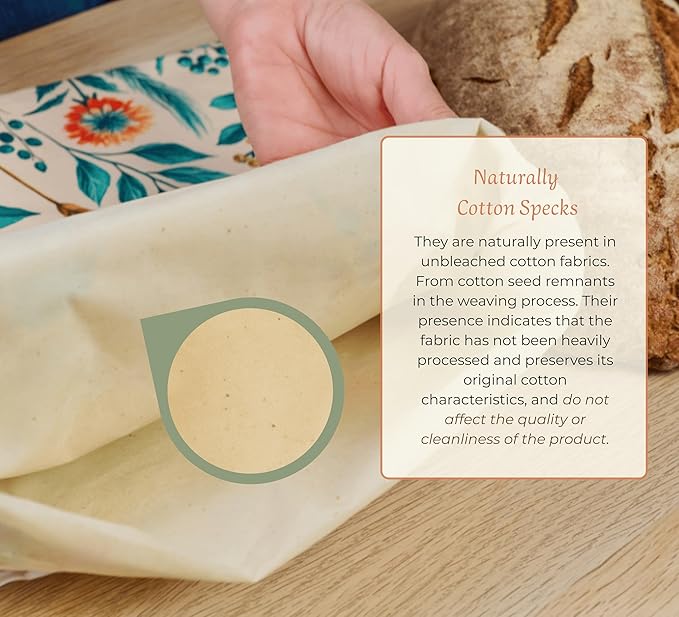 Beeswax Bread Bag for Homemade Bread & Beeswax Wrap Set, 2 XL Sourdough Bread Bags + 2 Beeswax Wraps for Food | Keep Bread Fresh, Breathable, Reusable & Less Waste Storage for Home Bakers