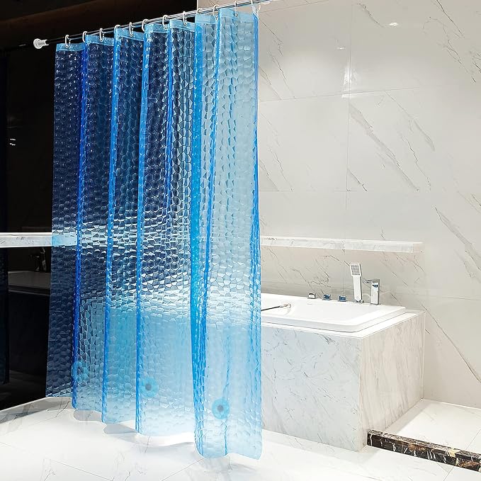 Bostofy Waterproof Shower Curtain Liner EVA Thick Shower Curtain with Heavy Duty 3 Bottom Magnets, Shower Liner for Shower Stall, Bathtubs, 3D Pebble Pattern, 72 x 78,12 Hooks