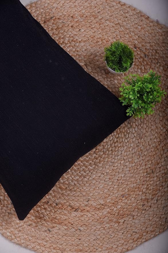 Trade Star 100% Cotton Throw Pillow Cover Mudcloth Cushion Case Premium Quality for Farmhouse Decor Highly Durable Pillowcase for Couch (Black Solid 14X22 INCHES)
