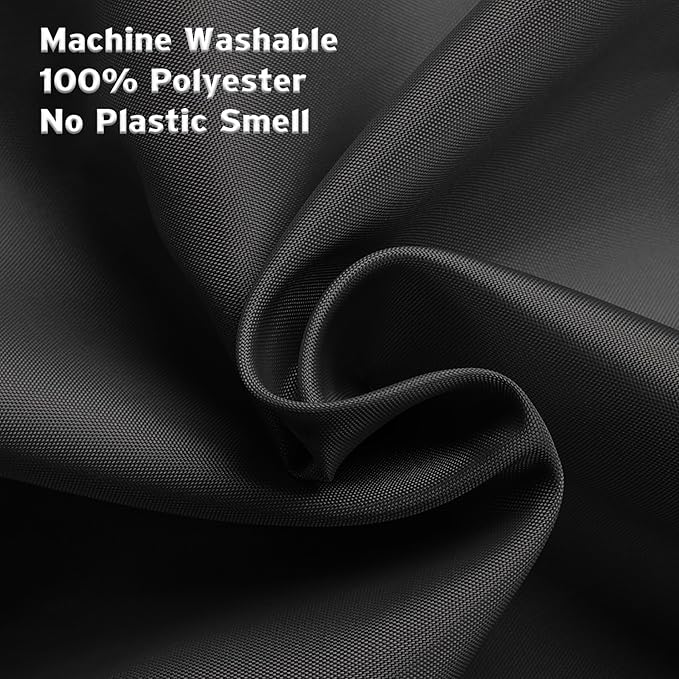 Titanker Fabric Shower Curtain Liner Washable with 2 Magnets, 70 x 72 Inches, Waterproof, Soft Fabric, Lightweight Polyester, Black
