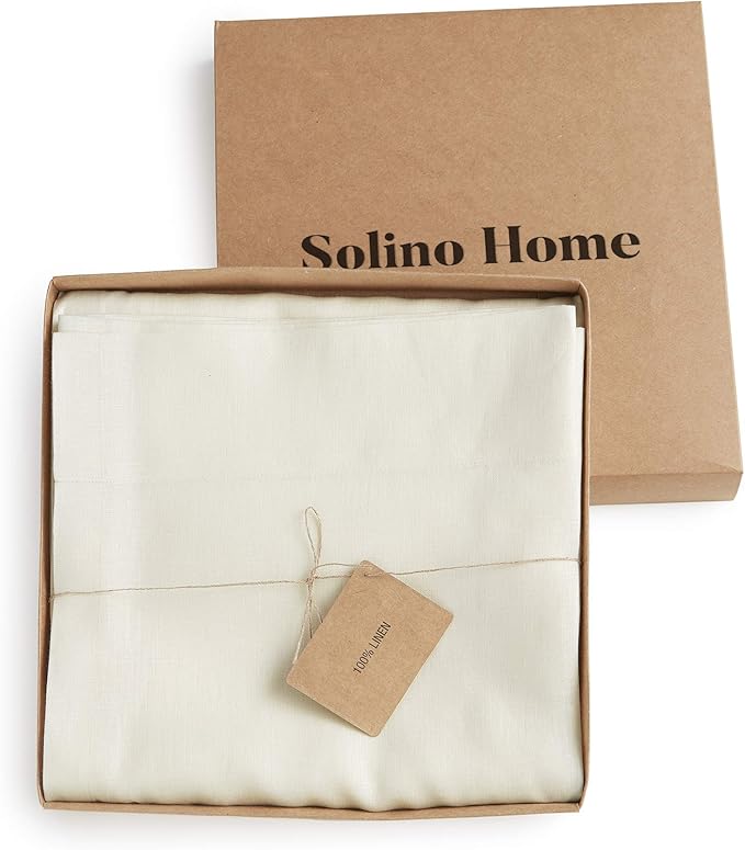 Solino Home Ivory Linen Curtain 52 x 96 Inch, Light Filtering Rod Pocket Curtain 96 Inch, 100% Pure Linen European Flax Window Treatment Panel for Living Room, Bedroom - 1 Panel