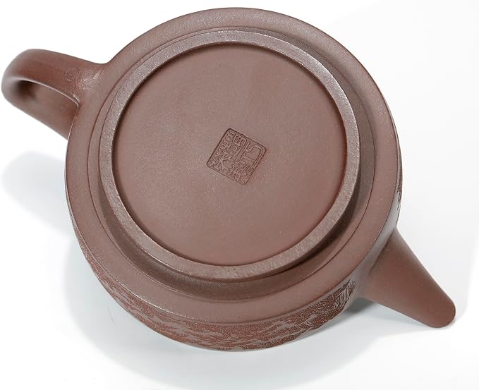 Zisha Teapot, Chinese Yixing Clay Handmade Tea Pot 10 Oz, Infuse Brew Kung Fu Loose Leaf Tea Maker (Panlong,Zini Purple Clay)