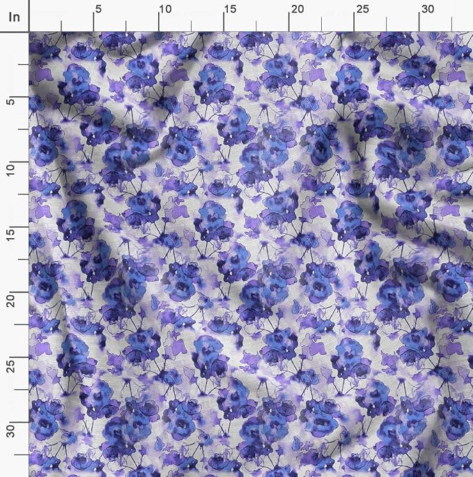 Soimoi Heavyweight Cotton Canvas Fabric Material - 56 Inch Wide, Purple - Floral Print, Ideal for Making Durable Tote Bags, Backpacks, Jackets, Upholstery, Cushions, Outdoor Furniture Covers, 1 Yard