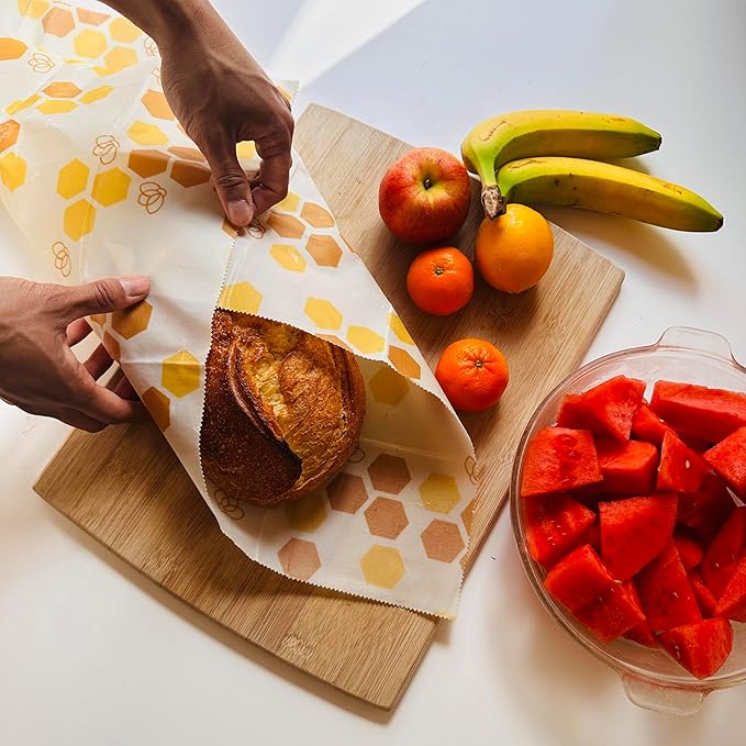 Truebee Reusable Beeswax Food Wrap Roll 13” by 55”, – Non Toxic, Plastic Free, Silicone Free, Sustainable, Environmentally Friendly, Organic Cotton Beeswax Wrap, Cut to Size, Signature Design