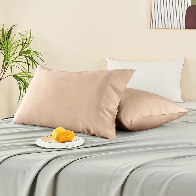 BEDELITE King Size Pillow Cases Set of 2, Rayon Derived from Bamboo, Cooling Pillow Cases for Hot Sleepers & Night Sweats, Breathable and Silky Soft Envelope Pillowcases(Taupe, 20"x36")