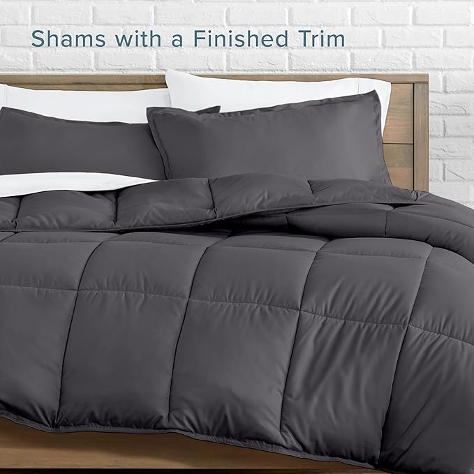 Bare Home Comforter Set - Full Size - Ultra-Soft - Goose Down Alternative - Premium 1800 Series - All Season Warmth (Full, Forged Iron Grey)