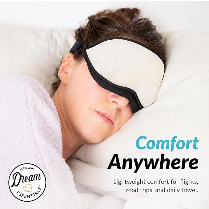 Dream Essentials Natura Organic Cotton Sleep Mask | Natural Cotton | Eye Mask for Sleeping, Light Blocking Soft Sleep Eye Cover with Eco Wool Padding | Made in USA Travel Accessories