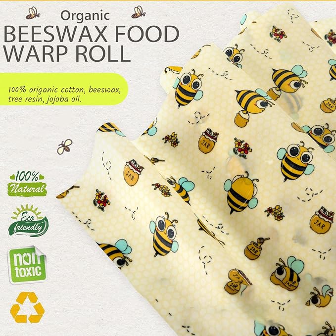 Sustainable Food Preservation With 3 Natural Beeswaxs Cloth Wraps Washable And Reusable Portable Kitchen Supplies