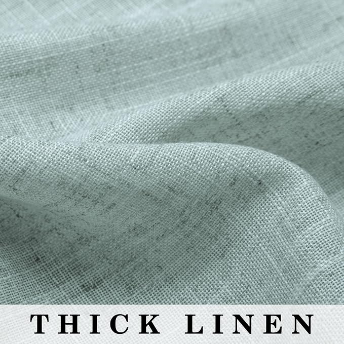 Seafoam Sea Green Semi Sheer Curtains for Bedroom 2 Panels Set Grommet Linen Light Filtering Beach Curtains for Living Room Dining Laundry Hotel Kitchen Bathroom Window Kids Decor 63 Length