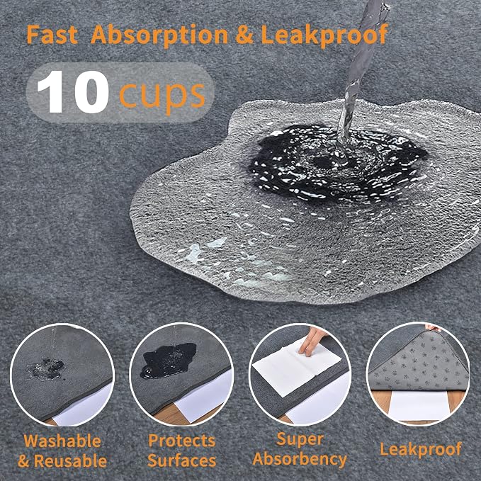 LOOBANI Washable Pee Pad for Dogs, 2 Packs Non-Slip Puppy Training Pads, Fast Absorbent Pet Whelping Pads, Puppy Playpen Mat for Incontinence, Housebreak, Crate, 36x41in, Gray