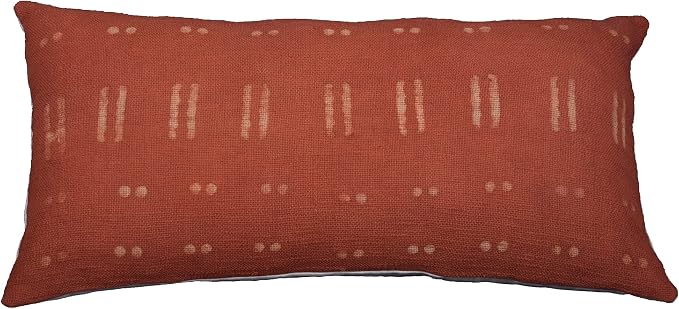 Trade Star Decorative Throw Pillow Cover 100% Cotton Handloomed Pillow Case for Couch Sofa Bed Modern Farmhouse Pillowcase (Rust Blossom 12X24 INCHES)