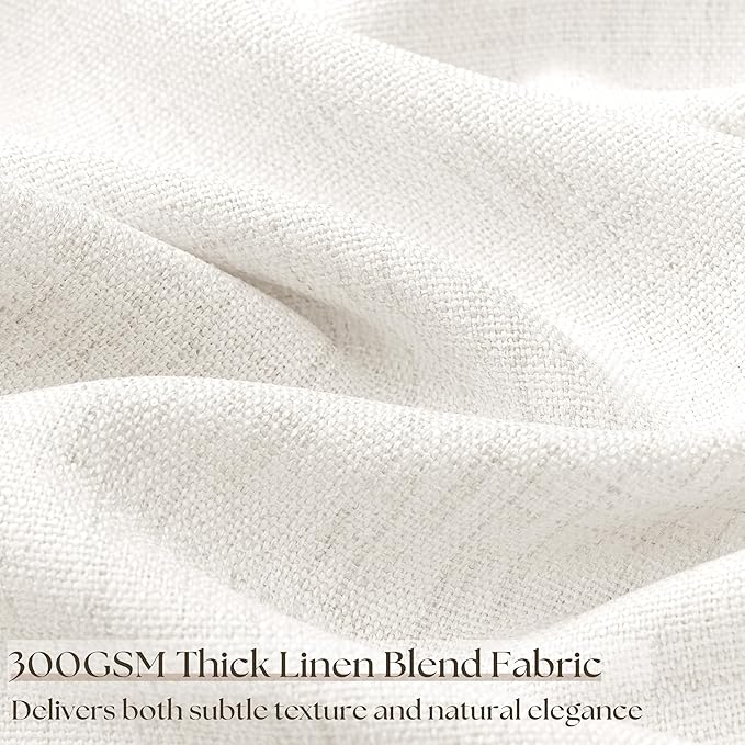 Long Curtains Wide 100 Inch Beige White Linen Room Divider Semi Sheer Light Flitering 102 Inch Length Large Window Curtains Grommet Privacy Farmhouse Floor to Ceiling Curtains 1 Panel