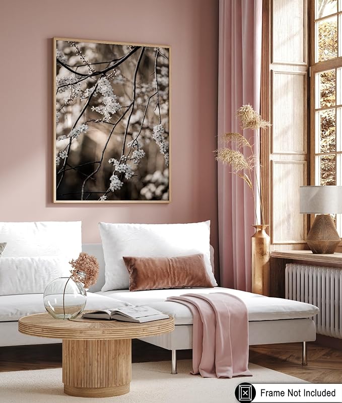 Monem Art Cherry Blossom Branch Photography Print - Moody Botanical Nature Art Poster - Wall Decor for Living Room, Bedroom or Office - 16x20 Unframed Wall Art by Mareike Bohmer