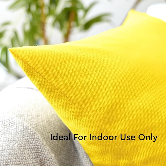 Encasa XO Throw Pillow Covers 26x26 in Set of 2 Sunbeam Yellow | No Inserts | Cotton Pillow Covers for Living Room, Bed, Sofa, Couch | Decorative Cushion Covers with Improved Zipper