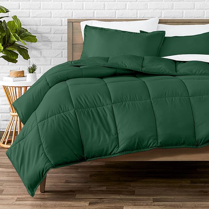 Bare Home Comforter Set - Oversized King Size - Ultra-Soft - Goose Down Alternative - Premium 1800 Series - All Season Warmth (Oversized King, Forest Green)