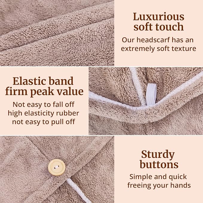 Hair Towel Wrap for Women - 3 Pack Plush Yarn Turbo Twist Hair Towels, Highly Absorbent Turban Towel for Wet Hair, Quick Drying Plopping Towels for Long Thick Curly Hair