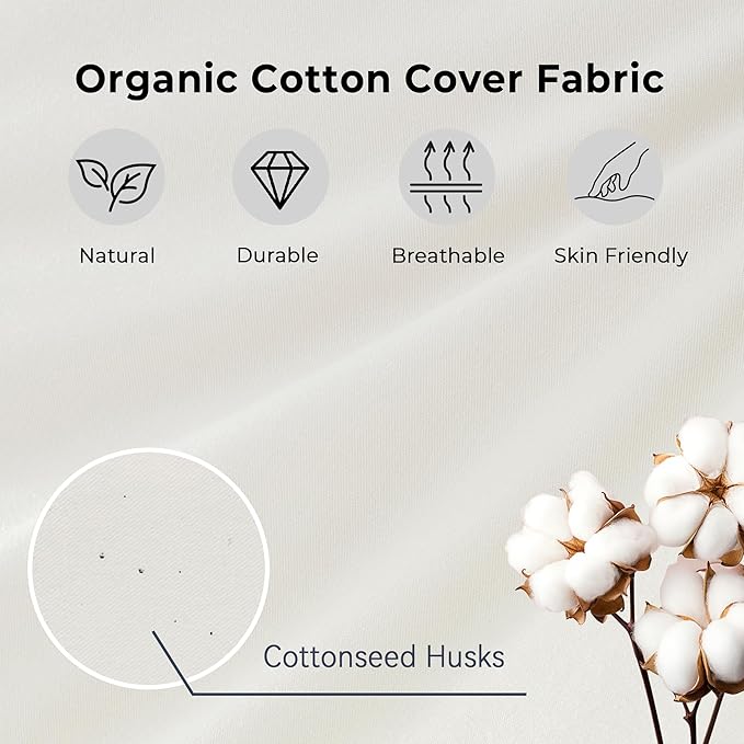 puredown® Gusseted Goose Feather Down Pillows, 100% Organic Cotton Cover, Luxury Hotel Collection Bed Pillows for Sleeping Set of 2, Standard Size
