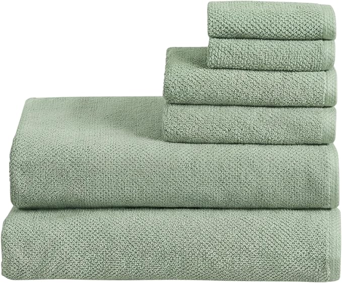 Great Bay Home 100% Cotton 6 Piece Bath Sheet Set - Absorbent, Quick-Drying, Durable Bath Towels for Bathroom Decor - Low-Twist, Two-Ply Fibers (Mineral Blue)