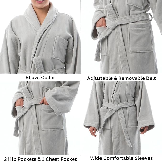 Alpine Swiss Blair Womens Cotton Terry Cloth Bathrobe Shawl Collar Velour Spa Robe
