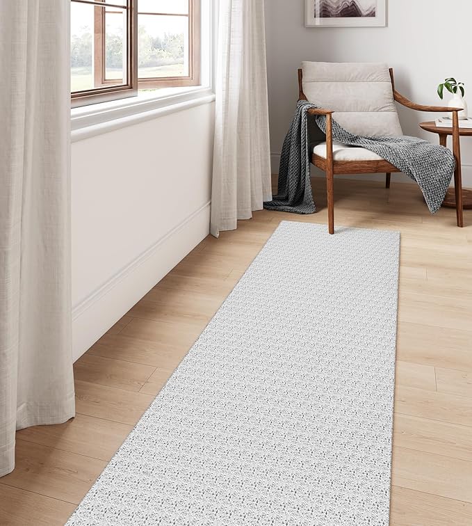Collive Long Runners Rug for Hallways 2.6x10 Washable Kitchen Runner Rugs Non-Slip Rubber Backed Boho Hallway Runner Rug Gray Braided Farmhouse Carpet Floor Runner for Hall Bedroom Entryway
