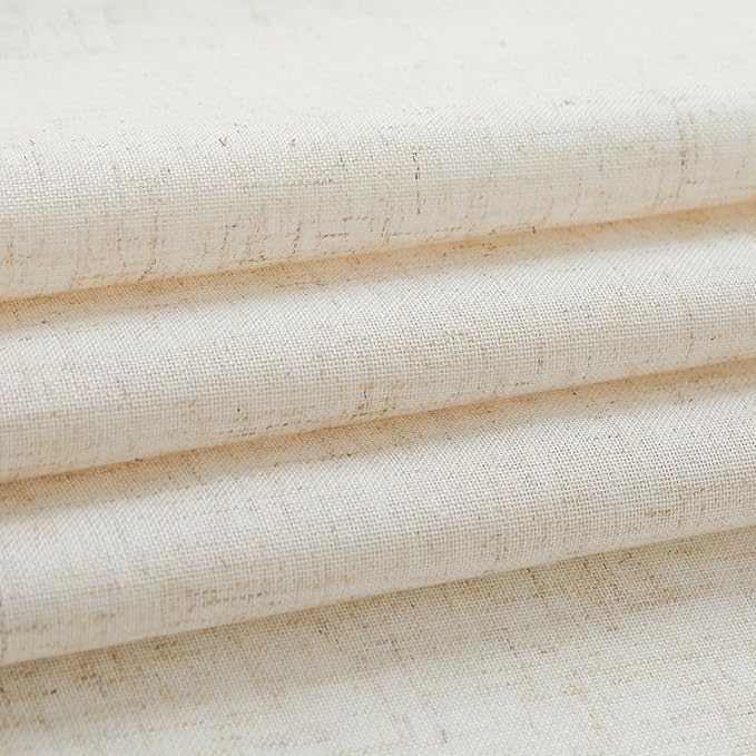 jinchan Short Linen Curtains 63 Inch Length 2 Panels Set Window Curtains for Living Room Bedroom Light Filtering Farmhouse Drapes Aesthetic Decor Kitchen Drapes, Back Tab, Linen Natural, 50W x 63L