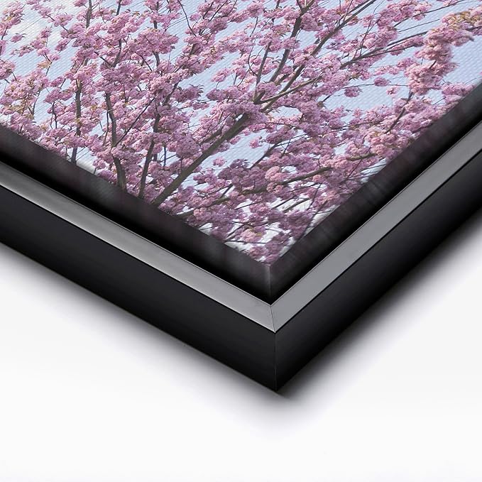 Monem Art Cherry Blossom Spring Sky Photography Print - Floral Nature Art Poster - Wall Decor for Living Room, Bedroom or Office - 12x16 Black Framed CANVAS Wall Art by Mareike Bohmer