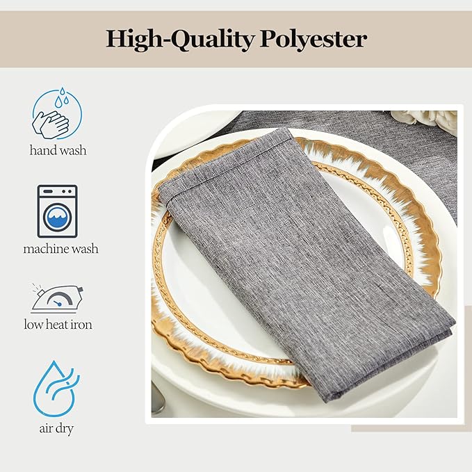 Mebakuk Cloth Napkins Set of 6, Premium 17 x 17 Inch Solid Washable Linen Style Napkins, Soft Table Napkin for Wedding Party Restaurant Dinner Parties
