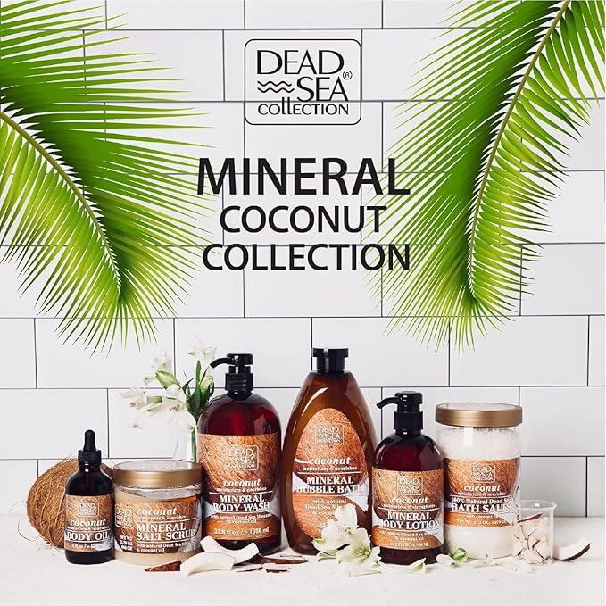 Dead Sea Collection Bath Salts with Coconut – Pure Dead Sea Salt and Coconut Oil - Nourishing Soothing and Relaxing Skin and Muscle – 34.2 Oz