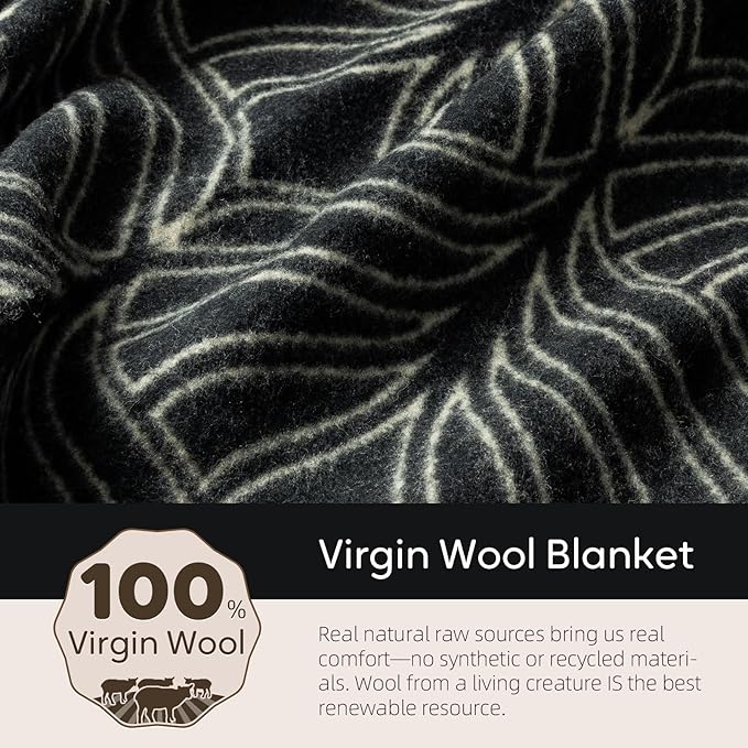 Molithe 100% Wool Blanket, 48" x 62", Warm, Thick, Washable, Military Wool Blanket, Great for Camping, Outdoors, Sporting Events, Survival Kits Leaf