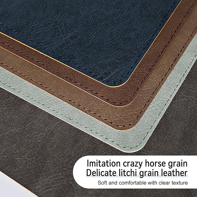 Imitation Crazy Horse Leather Desk Mat - Waterproof Desk Pad - Ideal for Large Mouse Pad and Desk Mats on Top of Desks (Terracotta+Yellow, 33"*13")