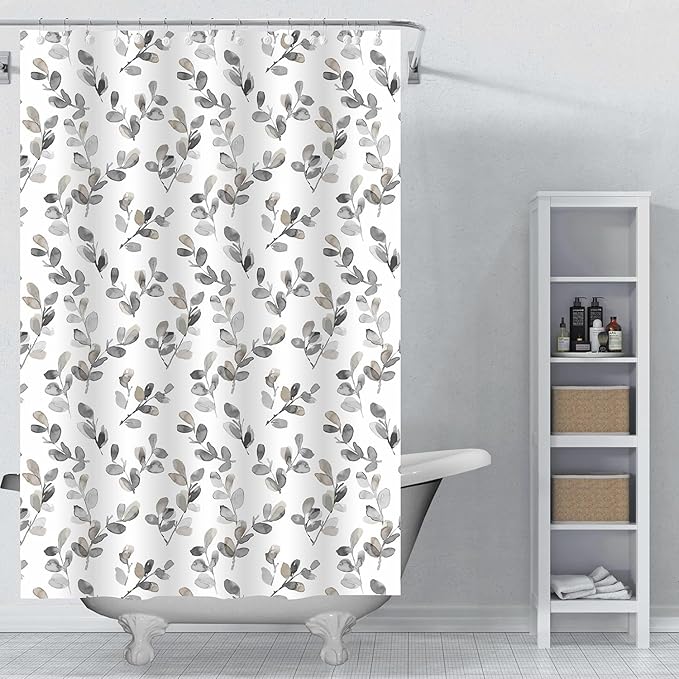 TIKABC Shower Curtain Liner, 4G PEVA Mimosa Shower Liner, Plastic Waterproof Shower Curtains, 72x72 inch with Grommet Holes 3 Magnetic Weights