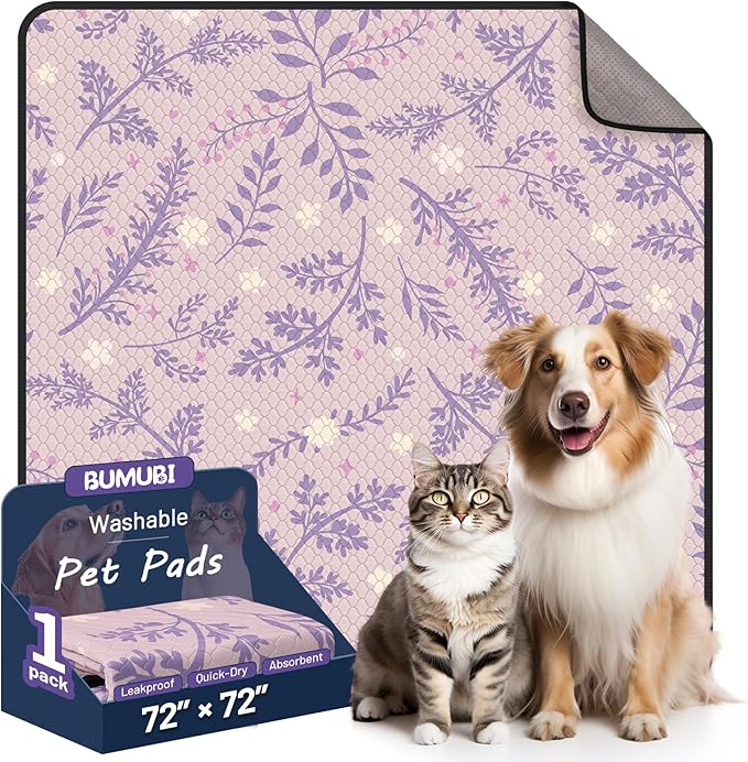 Washable Dog Pee Pads - Absorbent Reusable Puppy Training Pads, Waterproof Leak - Proof & Non - Slip for Crate Whelping Potty Training 72x72 (Pack of 1)