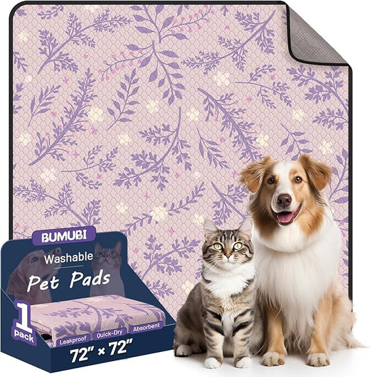 Washable Dog Pee Pads - Absorbent Reusable Puppy Training Pads, Waterproof Leak - Proof & Non - Slip for Crate Whelping Potty Training 72x72 (Pack of 1)