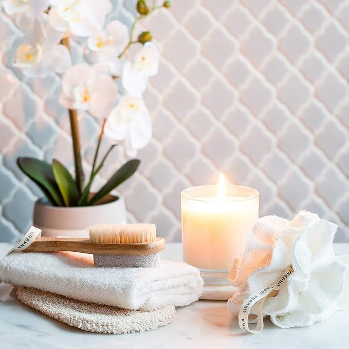 Urbana Spa Prive Bamboo Pouf, Natural & Reusable Creates Rich Lather Gentle Exfoliation